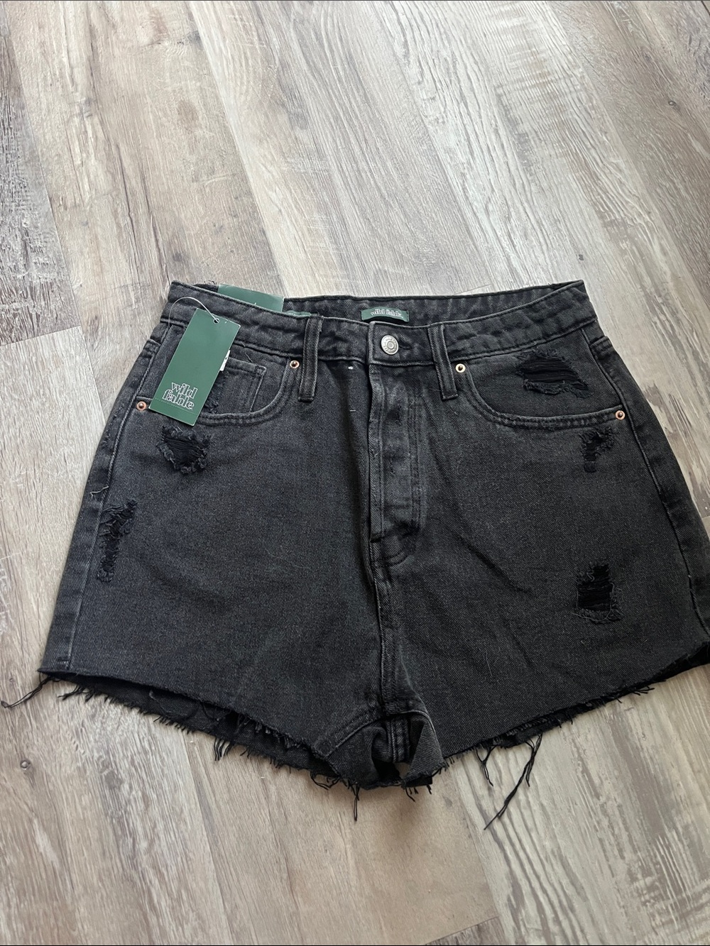 Wild Fable Black Distressed High-Rise Jean Shorts